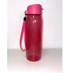 Sticlă Premium 750 ml roz cu sclipici, capac click + șnur