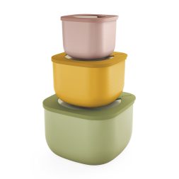 STORE&MORE BIO – SET RECIPIENTE CU ÎNCHIDERE ETANȘĂ ÎNALTE (750+1550+2800 ML) COLORATE