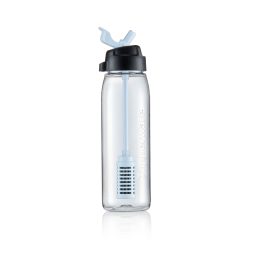 Sticlă Premium 750 ml transparentă cu pai și filtru pentru apă