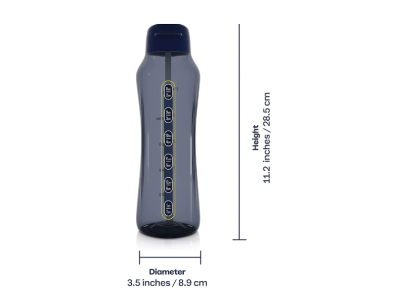 Sticlă 1,2 L albastru închis capac click cu pai + șnur - imagine 4