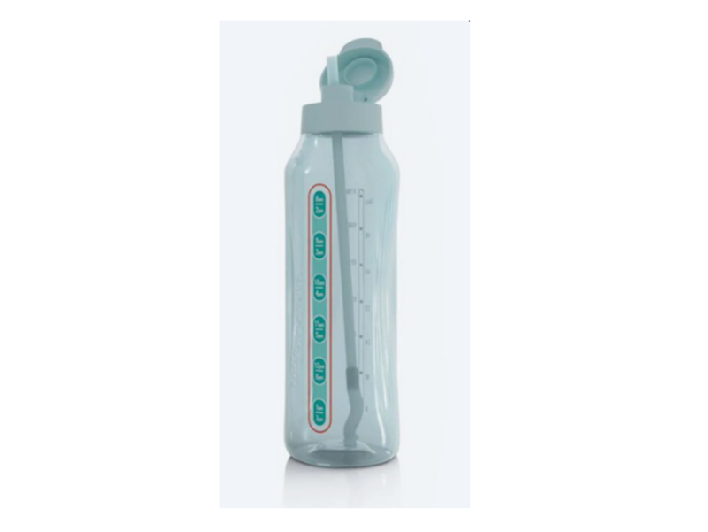 Sticlă 1,2 L albastru deschis capac click cu pai + șnur - imagine 2